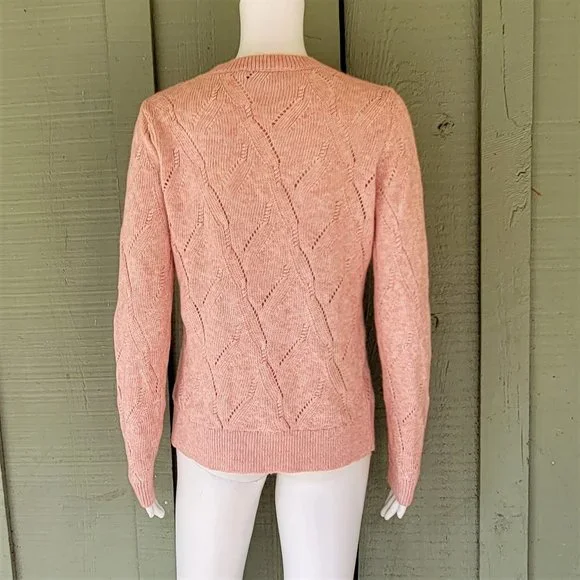 Ann Taylor LOFT Pink Knit Crew Sweater Small - Picture 3 of 4